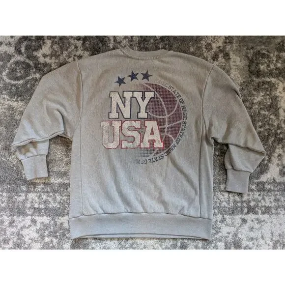 Zara Pullover Sweatshirt NEW YORK Graphic Print - Size Small, Made In Portugal - Picture 9 of 10